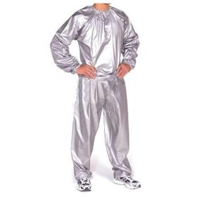 Heavy Duty Anti-Rip Weight Loss Sauna Suit PVC Long Sleeve Unisex Clothes (Option: Silver-4XL)