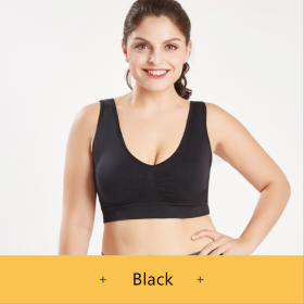 Sports Bra No Steel Ring Chest Wrap No Trace Female Underwear Beauty Yoga Back Shockproof (Option: Black-2XL)