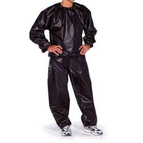 Heavy Duty Anti-Rip Weight Loss Sauna Suit PVC Long Sleeve Unisex Clothes (Option: Black-XL)